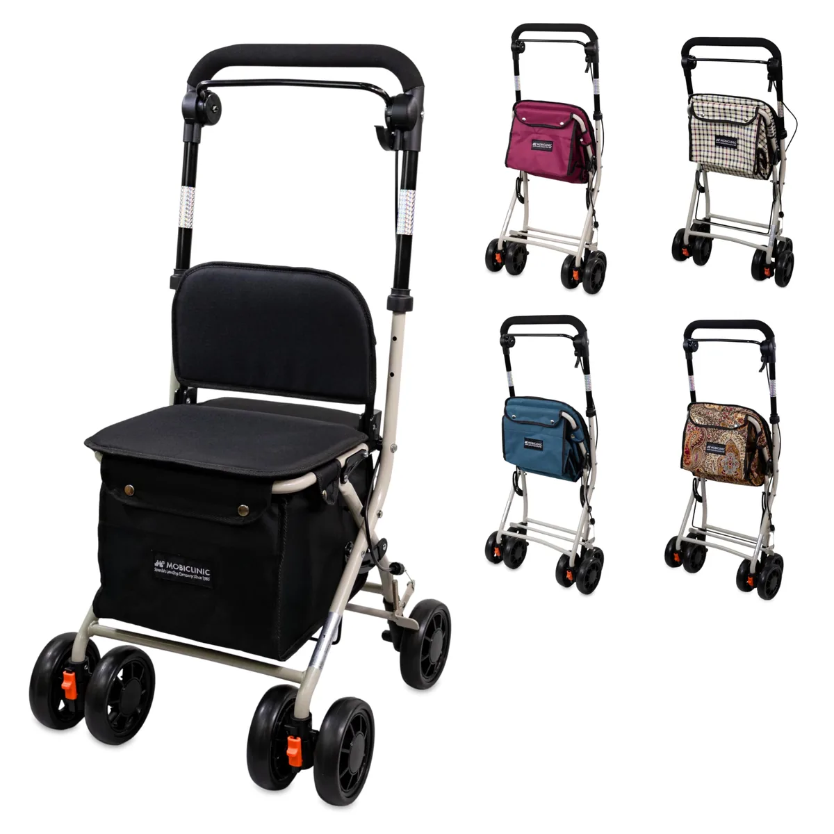 Mobiclinic Coliseo, andador y carro de la compra con asiento y bolsa extraíble