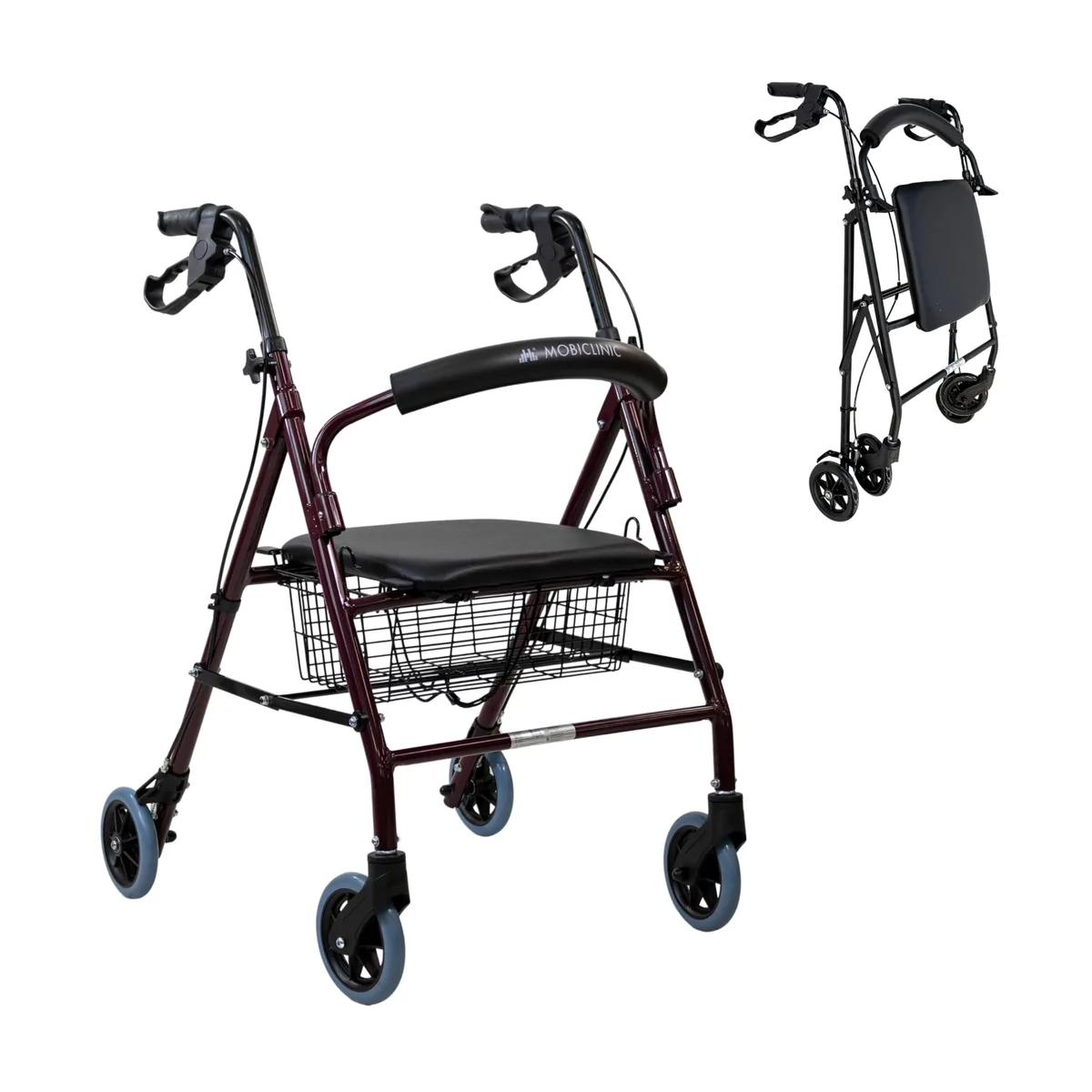 Mobiclinic Escorial, rollator plegable de aluminio con frenos bloqueables