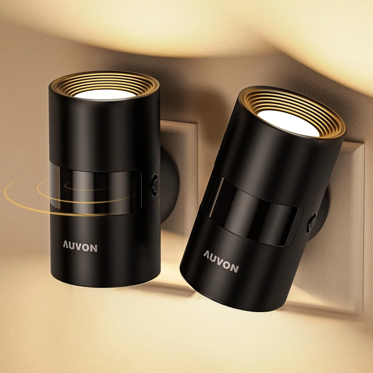 AUVON Luz nocturna enchufable con sensor de movimiento y crepuscular, pack de 2