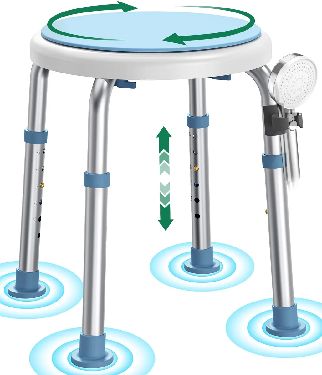 LC01 Silla de ducha giratoria 360°, regulable en altura