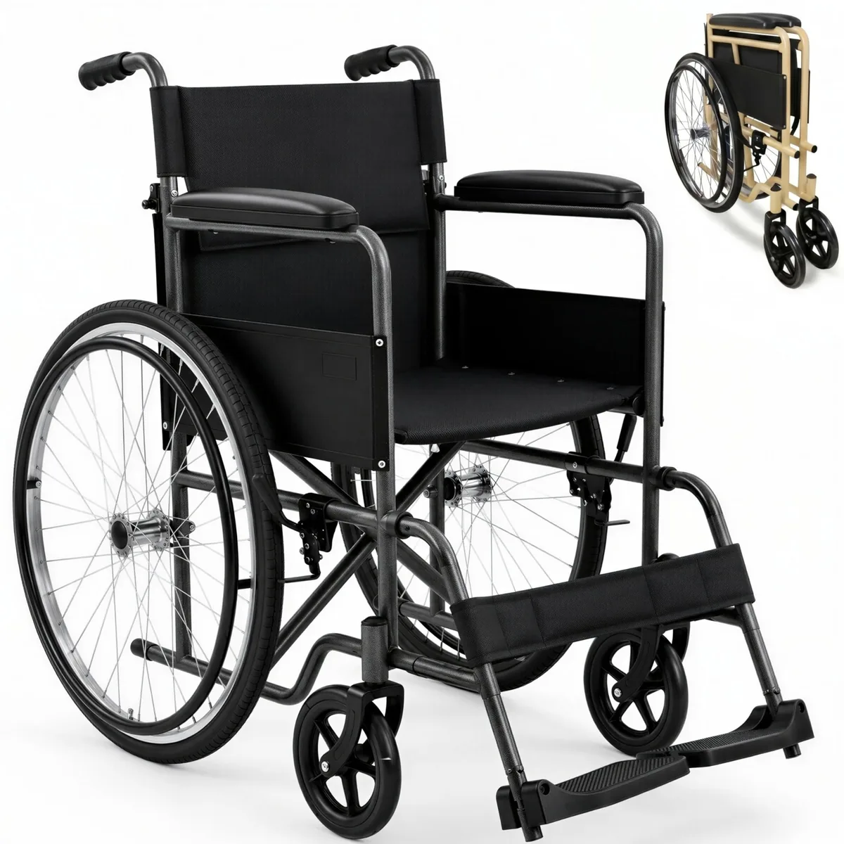 Mobiclinic Denver, silla de ruedas de acero con respaldo desmontable